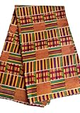 African Kente Print #3- Serengeti Fabric (1 Yard) Kente African Print Fabric Cotton 44" Wide Head wrap Head tie Scarf Choir African Dance Black History Month African American Men Women Kids