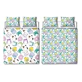 Squishmallows Official Double Duvet Cover Set, Happy Design | Reversible 2 Sided Squish Characters Bedding Cover Official Merchandise Including Matching Pillow Cases