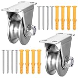 2 Pcs U-Type Pulleys, U-Type Stainless Steel Pulley Blocks, U Groove Pulley Wheels, Wheel Roller for Pulley Blocks with Ball Bearings, Pulley Roller Smooth Wheel for Traction Steel Wire Rope