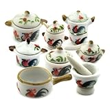 MyTinyWorld Dolls House Ceramic Cockerel 8 Piece Cooking And Serving Set