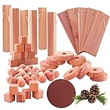 Yizhet Cedarwood Moth Repellent, 51 PCs Cedarwood Blocks, Balls, Discs, Rings, Natural Cedar Moth Repellent for Wardrobes, Drawers, Clothes Storage