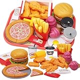 40 Pieces Play Food Toys, Kids Kitchen Hamburger Fast Food Playset for Age 3+ Boy Girls Kids Children Kitchen