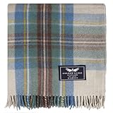 The Golden Eagle Scottish Tweed Wool Large Blanket Tartan Rug with Check Pattern for Warm Winter (Stewart Muted Blue)