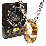 The Noble Collection The Lord of the Rings The One Ring - Anodised Stainless Steel One Ring on 24in (61cm) Chain - Officially Licensed Film Set Movie Props Jewellery Gifts