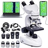 Binocular Microscopes, 200X-5,000X Compound Biological Compound Microscopes With 6x Multiplier, Electronic Eyepieces & Phone Adapter for Adults, Beginners, Laboratory Teaching Gifts