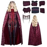 SINSEN Women's Wanda Maximoff Costume Scarlet Witch Cosplay Pant Suit Cloak Outfit Headpiece for Halloween Party Carnival L