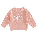 L&ieserram Baby Girl Boy 1st Birthday Knitted Jumper Sweater Long Sleeve Knitwear Pullover Casual Top Clothes Outfit Grows Autumn Winter One Year (Daisy - Pink, 9-12 Months)