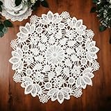 8 Pcs 6 In Lace Doilies, Round Cotton Handmade Lace Placemats Doilies White Vintage Crochet Doilies for Kitchen Dining Room Party Wedding Dressers Decoration