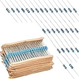 DAOKAI 600 Pcs Metal Film Resistor Kit Assorted Kit 30 Values Metal Film Resistor Resistance 1/4 W 10ohm-1M 1% Tolerance, for Electronic Equipment