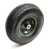 13 Inch 13x5.00-6 Green Metal Wheel & Pneumatic Tyre 4 Ply With Offset Hub & Wheel Bearings Straight Valve Garden Trolley Cart