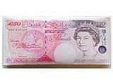 Rubber Johnnies TM Fake Bank Note Wallet, POUND 50 GBP, Hand Stitched, Adult, Note Pockets, Funny Gifts
