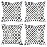 Brentfords 4 Pack of Geometric Outdoor Cushions Cushion Covers Water Resistant Home Geo Grey Decorative Seat Pads Garden Patio Pillow, 45 x 45cm