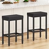 YMYNY 66 cm Bar Stools Set of 2, Black Breakfast Barstools, Kitchen Bar Stool Chairs with Metal Leg for Kitchen Island Counter Breakfast Bars Living Room Party, HBS514B