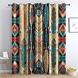 Native American Curtains for Bedroom Living Room - Aztec Tribal Southwestern Blackout Curtains 46 x 54 Inch (Width x Drop), Thermal Insulated Eyelet Curtains & Drapes, Window Treatments T-&13