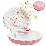 WSAMJIN Ballerina Music Box with Mirror, Bowl Music Box Musical Jewellery Box with Melody Trinkets Jewelry Storage Case for Girls Women Home Decoration Gifts (Dark Pink)