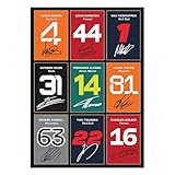 Icons Wall Art Norris Hamilton Verstappen Ocon Alonso Piastri Russell Tsunoda Leclerc F1 Racing Signed A4 Printed Photo Picture Display Gift For Formula 1 Fans Digitally Reproduced Signature Unframed