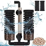 hygger Aquarium Double Sponge Filter Super Biochemical Filter Sponges for Aquarium Fish Tank Up to 210L Aquarium Filter with Media Container for Fish Tank Oxygen Increasing and Cycle (Filter)