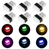 URAQT USB Car Ambient Lighting, 6 Pcs LED Car Interior Atmosphere Lights, Plug-in 5V Mini Interior Light for Cars, Laptops, Night Lights and Extra USB Plugs Decoration
