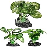 EujRcf 3 Pcs Silk Aquarium Plants, Aquarium Plants Artificial, Silk Plants Aquarium Set Decorations, 3 Varieties for Fish Tank Enhancement, Natural Habitat Creation for Betta Fish and Reptiles