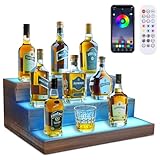 BEARUT 3 Tier Wine Rack with Light LED Liquor Bottle Display Case Acrylic Illuminated Bar Bottle Display Shelf RGB Lighting for Home Commercial Bar Party