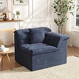 SUNG7 44" Cloud Sectional Couch with Single Arm, Modern Compressed Sofa, Comfy Sleeper Sofa, Corduroy Upholstered Couches for Small Space/Apartment, No Assembly Required, Blue, Left Side