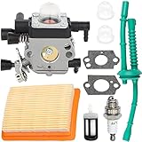 ZAMDOE Carburetor Air Filter Spark Plug for Stihl MM55 MM55C Tiller Replace for Zama C1Q-S202A C1Q-S202 Carb Replaces 4601-120-0600 with Gasket Fuel Filter Tune Up Kit