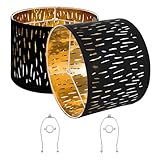 VEVOR Drum Lamp Shade 2 Set, 13 in Top x 13 in Bottom x 10 in High, Medium Drum Lampshade with Harp, Replacement Lamp Shade for Table Lamps Floor Lamps Pendant Lights, Black Hollow-Carved Design