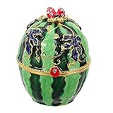 INOOMP Watermelon Hinged Jewelry Box Vintage Enamel Compact Portable Trinket Organizer for Rings Collectibles Stylish Home Decor Gift for Women Travel Storage