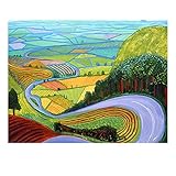 Guying Art David Hockney Garrowby Hill Landscape Poster Canvas Painting Wall Art Prints Picture for Living Room Modern Home Decor 42x60cm(17x24in) Frameless