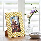 Paper High Mango Wood Chevron Photo Frame | Sustainable Wooden Picture Frame | Hand Carved Yellow and White Frames | Fair Trade and Handmade Gifts for Men and Women (Fits a 6 x 4 Inch Photo)