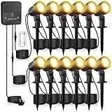 Linke Garden Spotlights Mains Powered, 35m 12 in 1 LED Landscape Lights Cold & Warm White IP66 Waterproof Outdoor Garden Lights Pathway Lighting for Yard Lawn Patio Tree