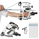 Archery Compound Bow and Arrows Set, 15-32 lbs Draw Weight Adjustable, Compact Compound Bow Kit Adult In-Car Hunting RH/LH for Outdoor Shooting (Type 1)