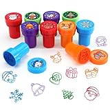 Kesote Christmas Stamps for Kids 10 Pcs Plastic Self Inking Stamp Christmas Themes Multi-Color Stamps for Crafts Party Bags & Stocking Filler