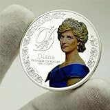 KONJEELIO Five Pounds 999 Gold Silver Plated Coin Diana Princess of Wales Coins Collectibles Coins of British Diana Spencer-Silver