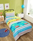 Cars Transport Vehicles Lorries Truck Planes Trains Boys Kids Children’s Duvet Cover Bedding Set Single Size (135 x 200 cm))