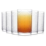 INSETLAN 415ml Hobnail Drinking Glasses, Highball Glasses Set of 6, Vintage Glass Cups Set Cocktail Glasses Set, Kitchen Bar Tumbler Glassware Gifts Set for Gin, Coffee, Juice, Whiskey, Beer, Milk