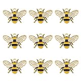Julie Wang 16 Pcs Gold Paint Enamel Alloy Bee Charms Honey Bee Shaped Pendant For Bracelets Earrings Necklaces Keychain Jewellery Making DIY Crafts Accessories 26x17mm
