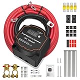 DINGBLUE 5m Split Charge Relay Kit, 12v 140Amp Smart Dual Battery Isolator Kit with LED Screen, IP68 Waterproof, Voltage Display for Campervan Van Truck SUV RV ATV UTV Boat