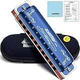 East Top Harmonica in C,10 Holes Mouth Organ Diatonic Harmonica C Key with Blue Case, T008K Standard Harmonicas For Adults, professionals, beginners and students