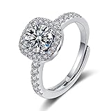 GMEDRIDAS Silver Rings for Women Adjustable Ladies Rings,White Square Cubic Zirconia Birthstone Thumb Ring Wedding Rings Engagement Rings Gift for Women