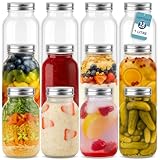 HEFTMAN Glass Mason Jars with Lids 1L - Set of 12 Large Air Tight Jars for Overnight Oats, Homemade Jam, Food Storage, Meal Prep, Pickling, Preserving - Mason Jar 12 PCS (1 Litre)