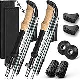 COVACURE 2025 New Upgrade Walking Poles, 2pcs Collapsible Ultralight Aluminum Folding Walking Sticks with EVA Cork Handle for Seniors Women Men (110-130cm)