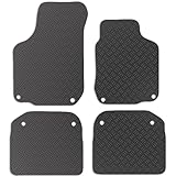 Carsio Rubber Car Mats For VW Beetle Cabriolet (round clips) 2003-2010 Tailored Fit Floor Mat Set Complete Accessory Black Custom Fitted - All Weather & Heavy Duty, Anti-Slip Backing with Clips