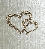 Joblot Clearance Wedding self Adhesive Fabric Motifs (BN7067-5 X Gold Glitter Double Hearts)