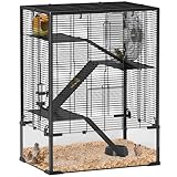 PawHut 4-Tier Hamster Cage w/Deep Tempered Glass Bottom, 60 x 40 x 80cm