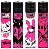 Zactly - 4 x Clipper Lighters TATTO STUDIO 4 Design Set, Gas Refillable Flint Rare - Limited Edition
