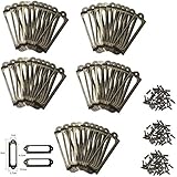 Namvo 50 PCS Label Holders Brass Metal File Cabinet Drawer Tag Labels Holders Shelf Card Holder 60 x 17mm Label Frames Card with Screws for Office Library
