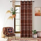 Rust Fall Curtains 84 Inch Length for Living Room,Semi Sheer/Blackout,Mudcloth Mid Century/Autumn Bohemian Decor/African Hippie/Boho Window Curtains for Bedroom,84 Long,Copper Burnt Orange/Terracotta