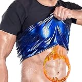 Men Sauna T Shirts Sweat Sauna Suit Body Shaper Sweat Vest Heat Trapping Tank Tops Waist Trainer Slimming Weight Loss Workout Suit Neoprene Training Jackets Clothes Exercise Fitness Short Sleeve (Col