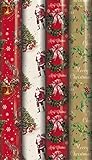 4 X 8M ROLLS CHRISTMAS XMAS WRAPPING PAPER ASSORTED DESIGNS ASOS SANTA BELL XMAS TREES STOCKING RUDOLPH TRADITIONAL STYLE ND